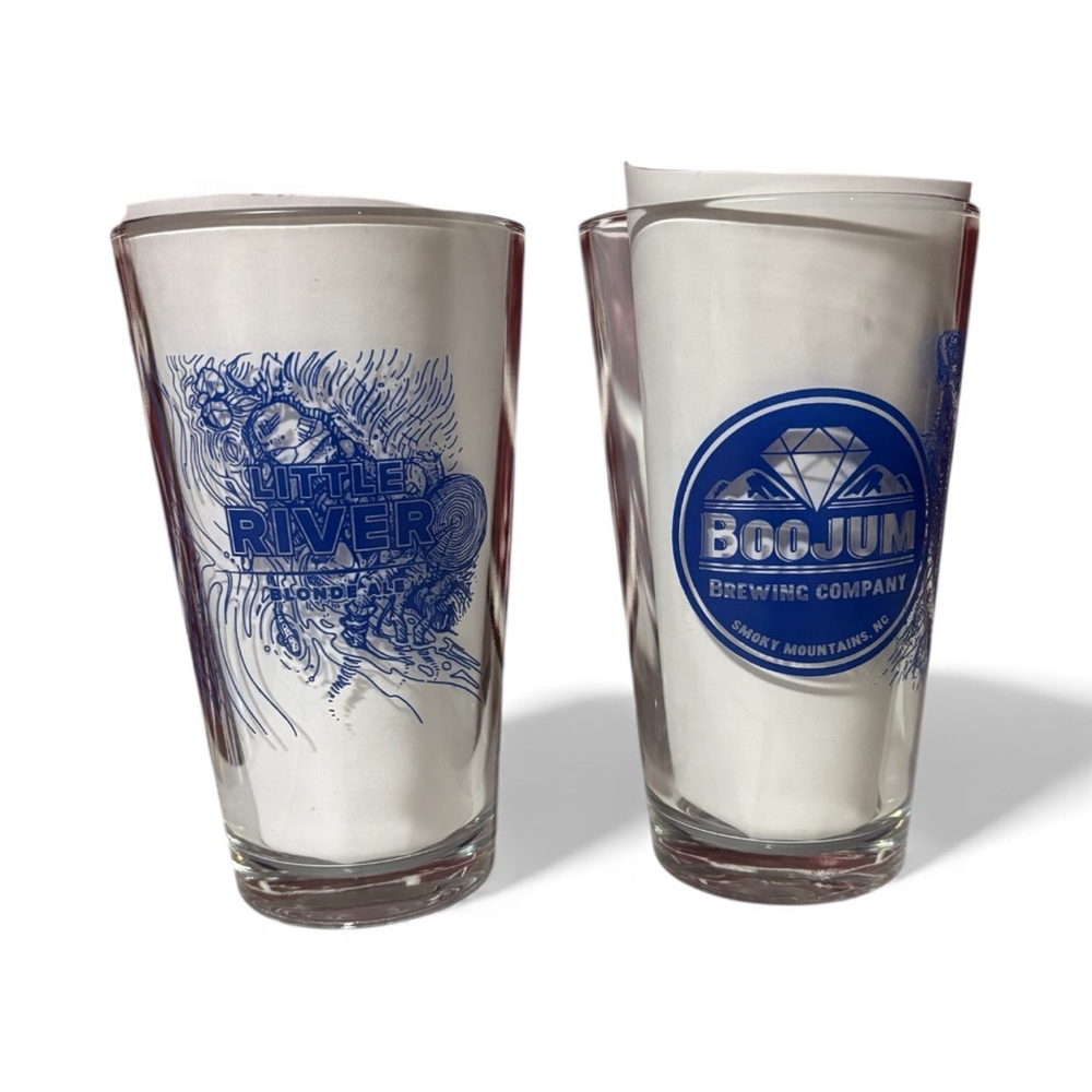 Boojum Brewing‎ Company Pint Glasses Set of 2 Little River Blonde Ale 16 oz NC